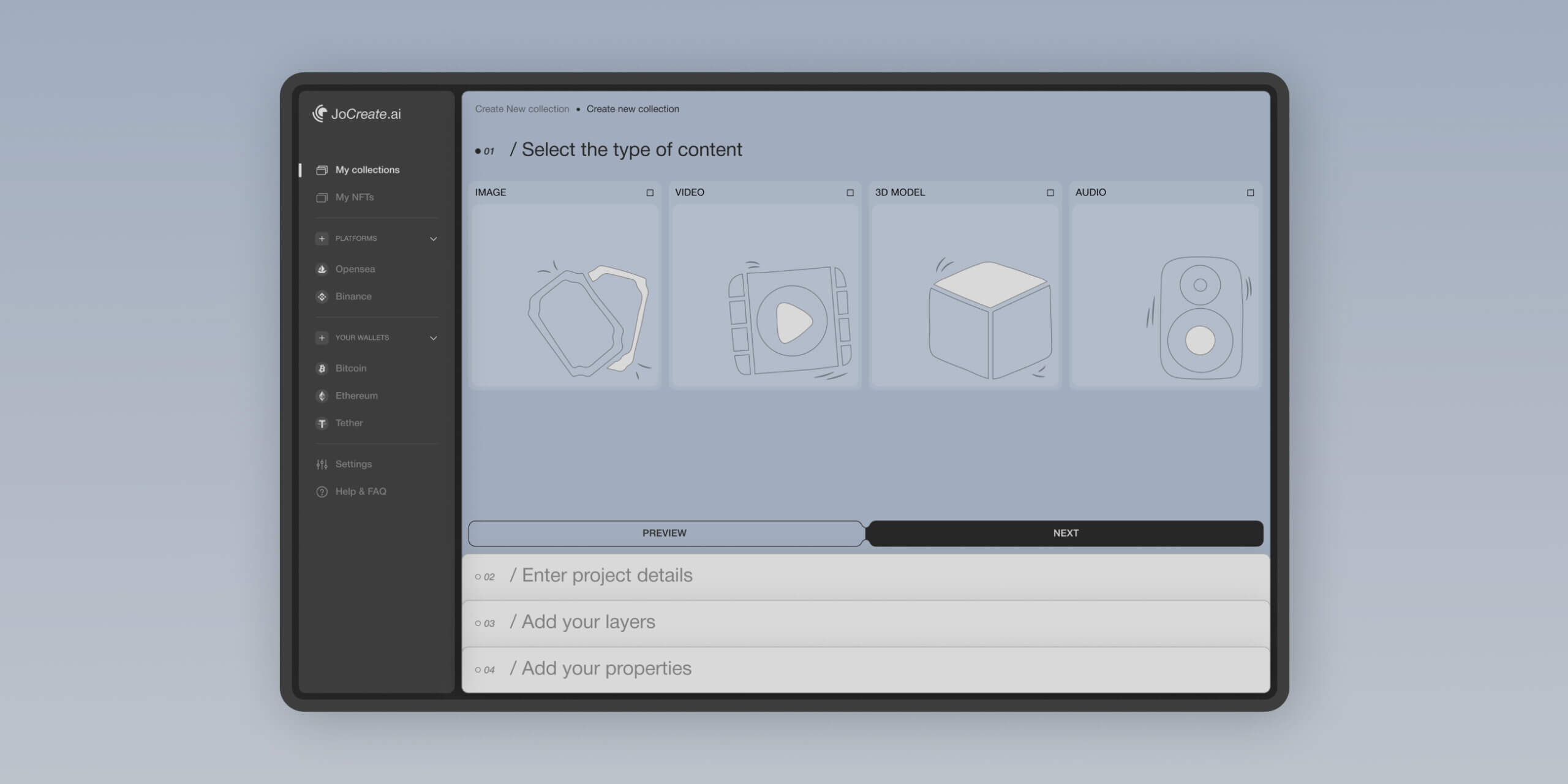 JoCreate – Application for creating NFT collections - Website Development - Photo 14
